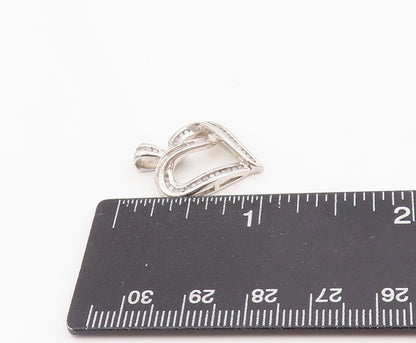 925 Sterling Silver Vintage Pendant Real Diamonds Open Love Heart Charm  PT25218