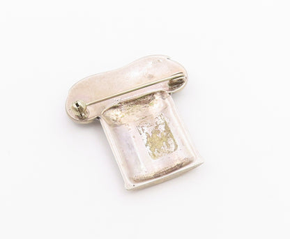 EUROPEAN 925 Sterling Silver  Vintage Ribbed Chef's Hat Brooch Pin  BP9455