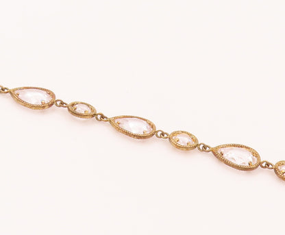 925 Silver  Vintage Round & Waterdrop Halo Twisted Rope CZ Bracelet  BT9934