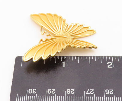 925 Sterling Silver Vintage Pendant Gold Plated Carved Large Butterfly  PT23890
