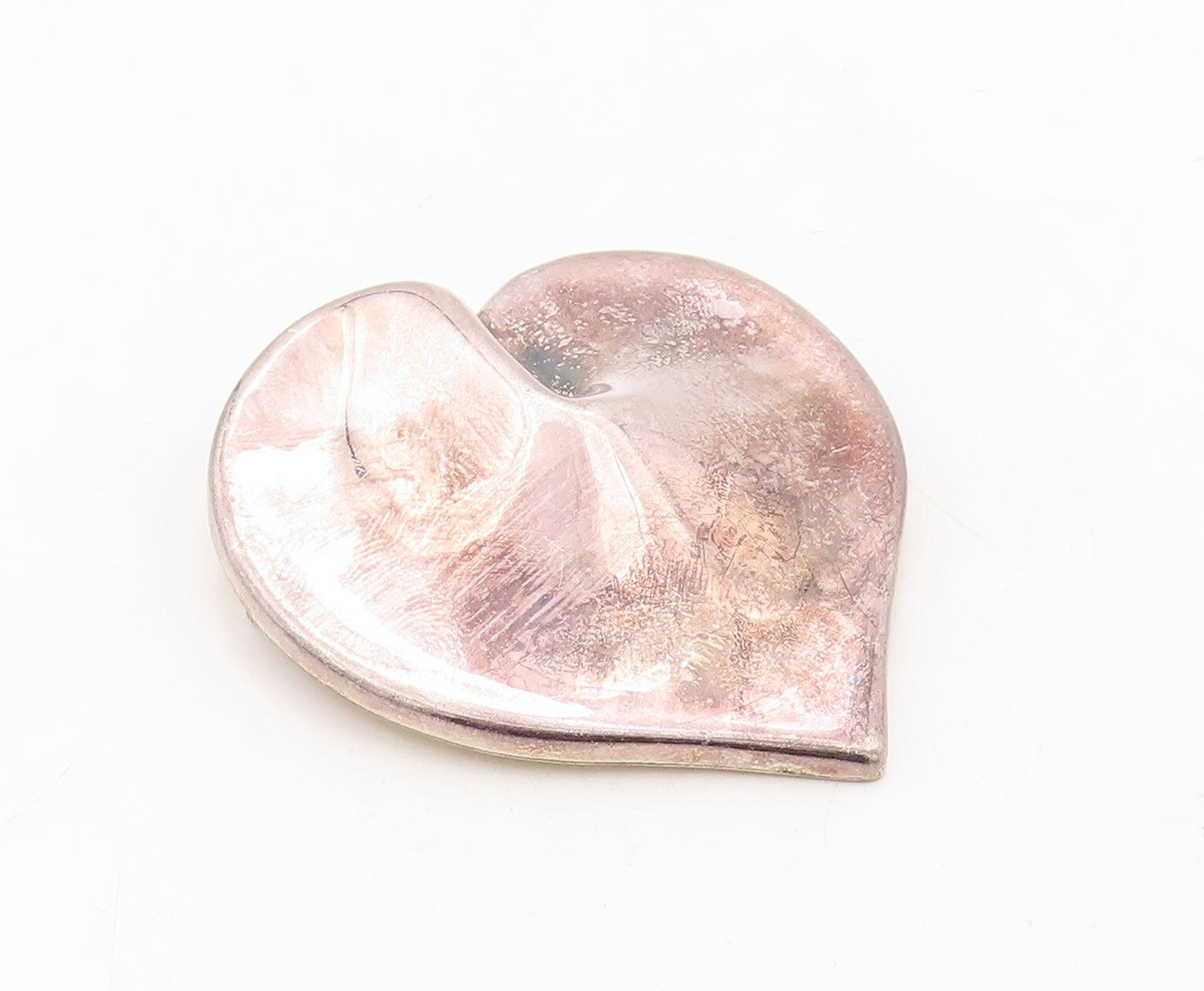 925 Sterling Silver Vintage Brooch Pin ZINA Designer Puffed Love Heart  BP11256