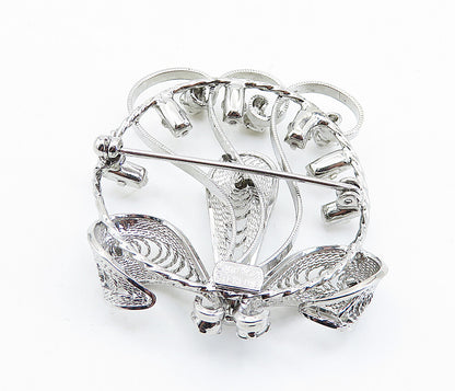 ESPO 925 Sterling Silver  Vintage Topaz Filigree Flower Brooch Pin  BP2827