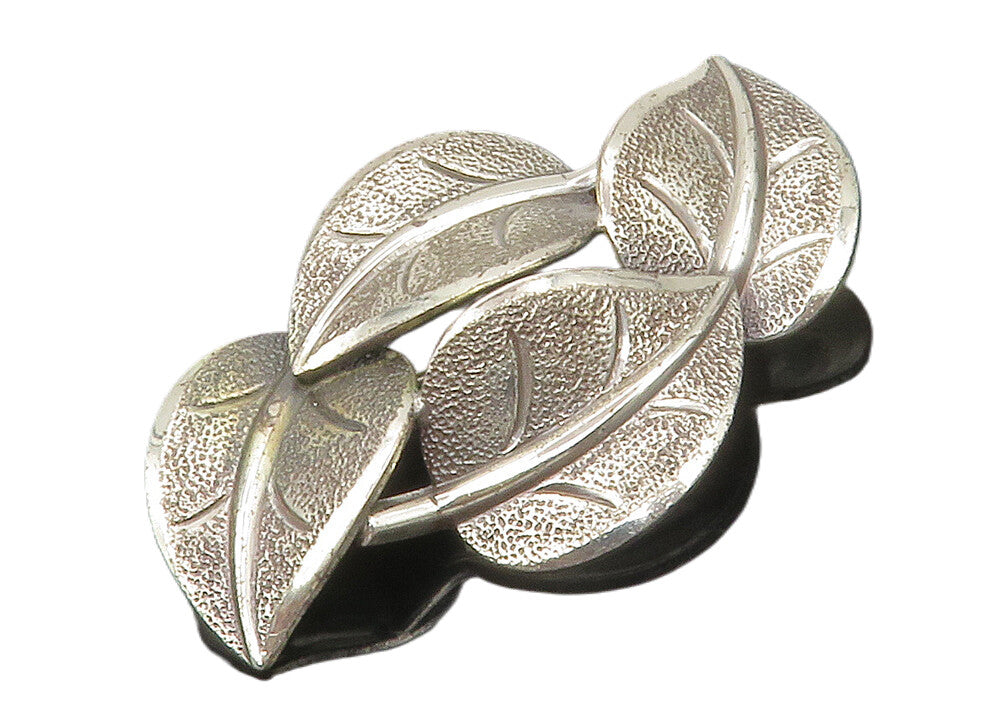 BEAU 925 Sterling Silver Vintage Floral Leaves Etched Detail Brooch Pin BP5410