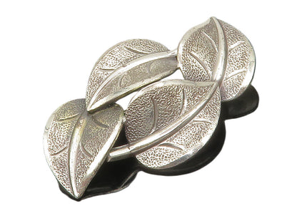 BEAU 925 Sterling Silver Vintage Floral Leaves Etched Detail Brooch Pin BP5410