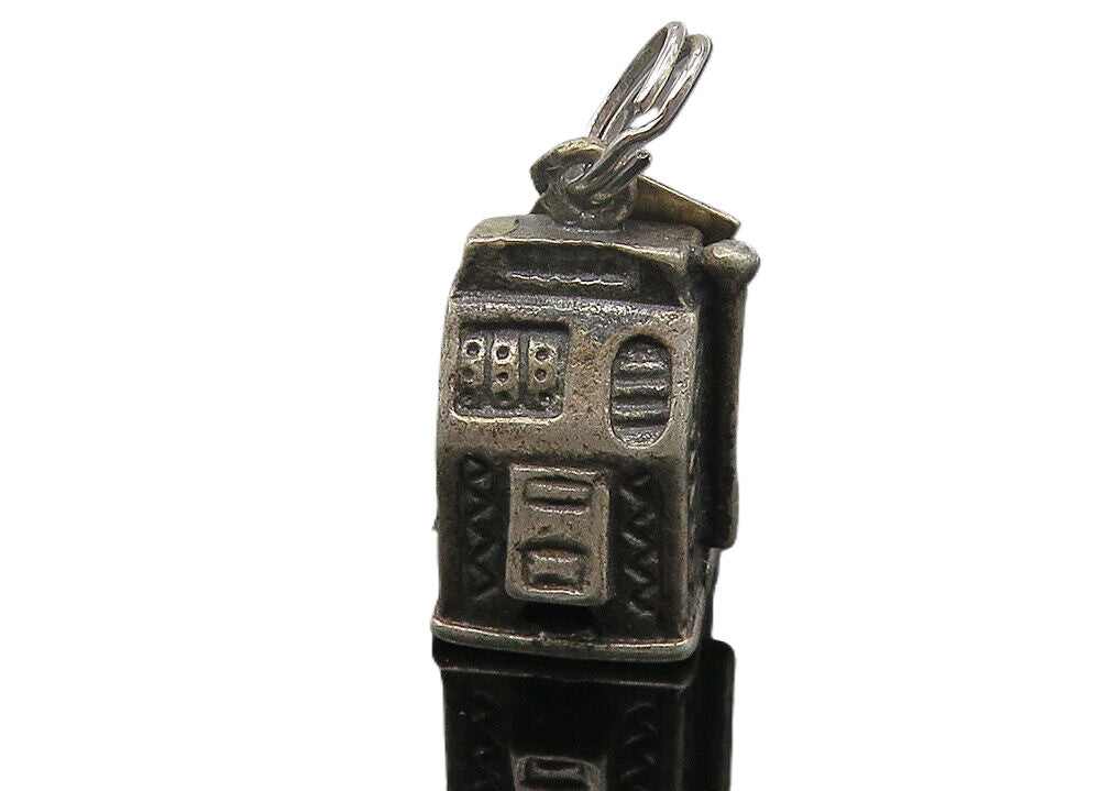 POST BELL TRADING 925 Silver  Vintage Oxidized Slot Machine Pendant  PT8871