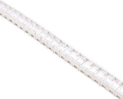 925 Sterling Silver  Vintage Cubic Zirconia Box Link Tennis Bracelet  BT8843