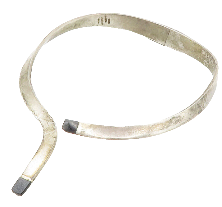MEXICO 925 Sterling Silver  Vintage Modernist Hinge Solid Collar Necklace NE2291
