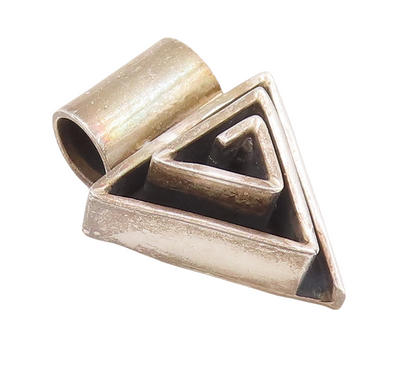 925 Sterling Silver Vintage Pendant MEXICO Designer Triangular Spiral  PT23355