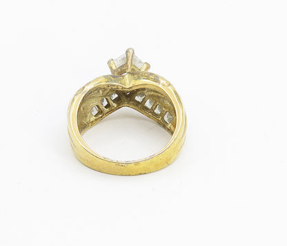 925 Sterling Silver Vintage Cubic Zirconia Solitaire Accent Ring Sz 7 RG8618