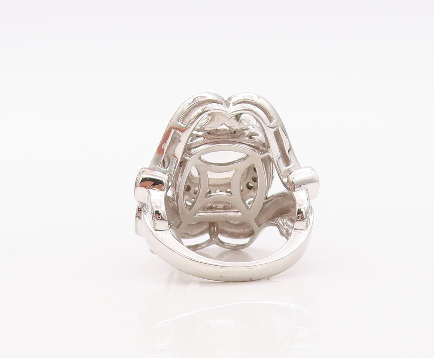 925 Sterling Silver Vintage Ring Designer Swirly Cutout Topaz  Sz 5  RG30565