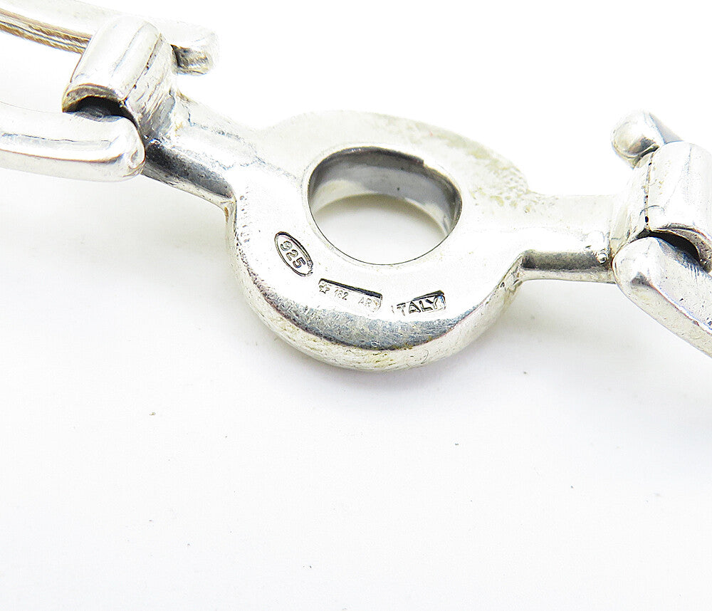 925 Sterling Silver  Vintage Circle Bar Hinge Link Chain Bracelet  BT3202