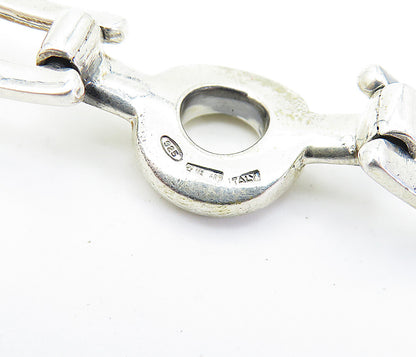 925 Sterling Silver  Vintage Circle Bar Hinge Link Chain Bracelet  BT3202