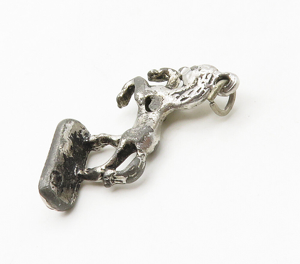 925 Sterling Silver  Vintage Petite Dark Tone Horse Statue Pendant  PT12872