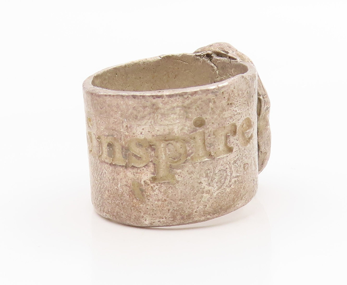 925 Sterling Silver Vintage Ring Stone Brutalist Design Band  Sz 8.5  RG34614