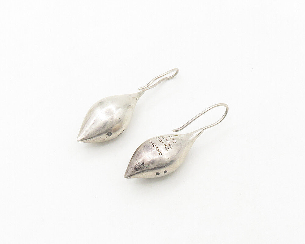 MICHAEL DAWKINS 925 Silver  Vintage Shiny Rain Drop Dangle Earrings  EG9281