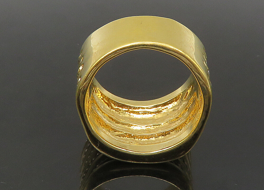 925 Sterling Silver  Vintage Shiny Two Tone Twist Band Ring Sz 8  RG22173