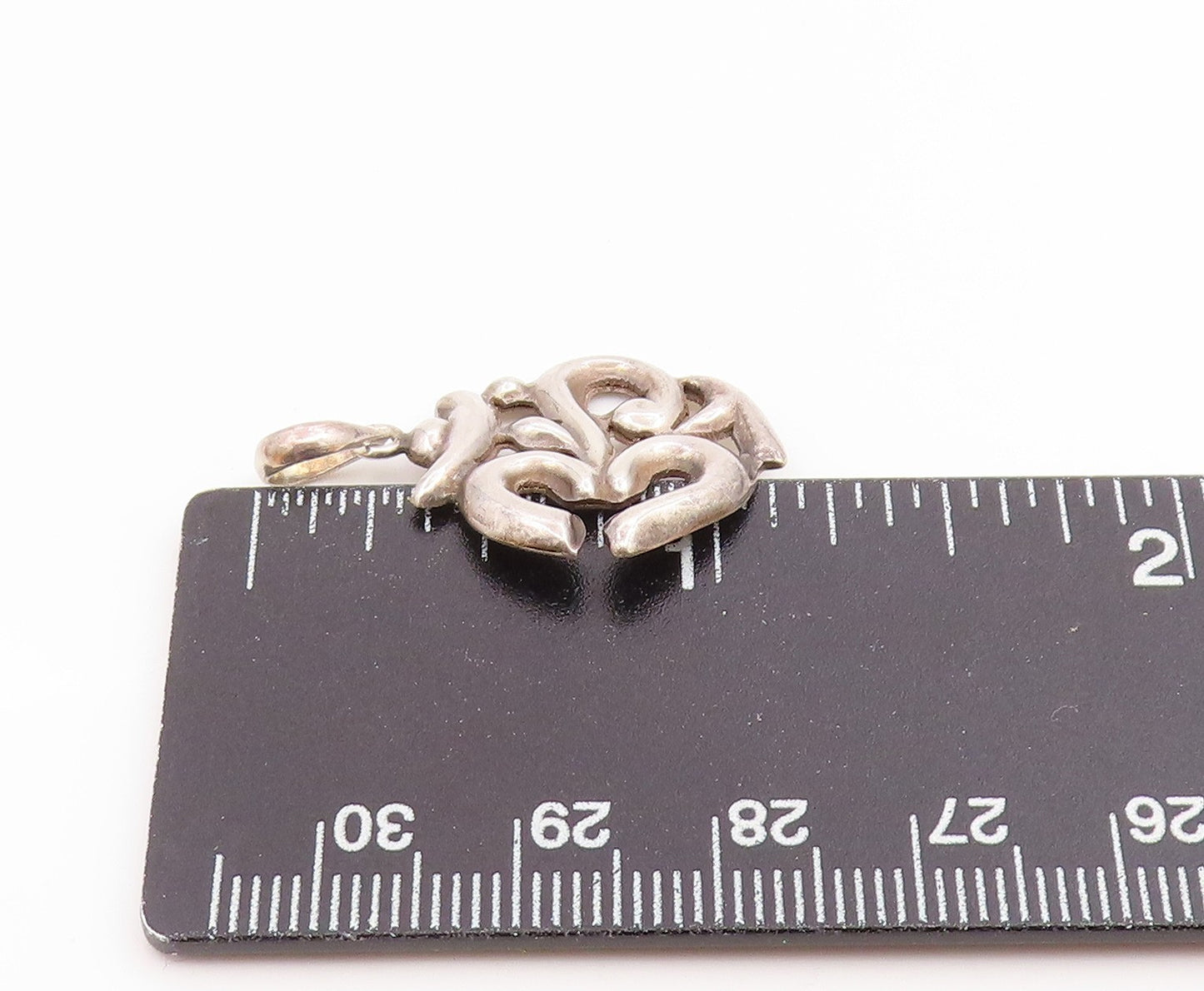 925 Sterling Silver Vintage Carved Hollow Yoga Symbol Pendant  PT21369
