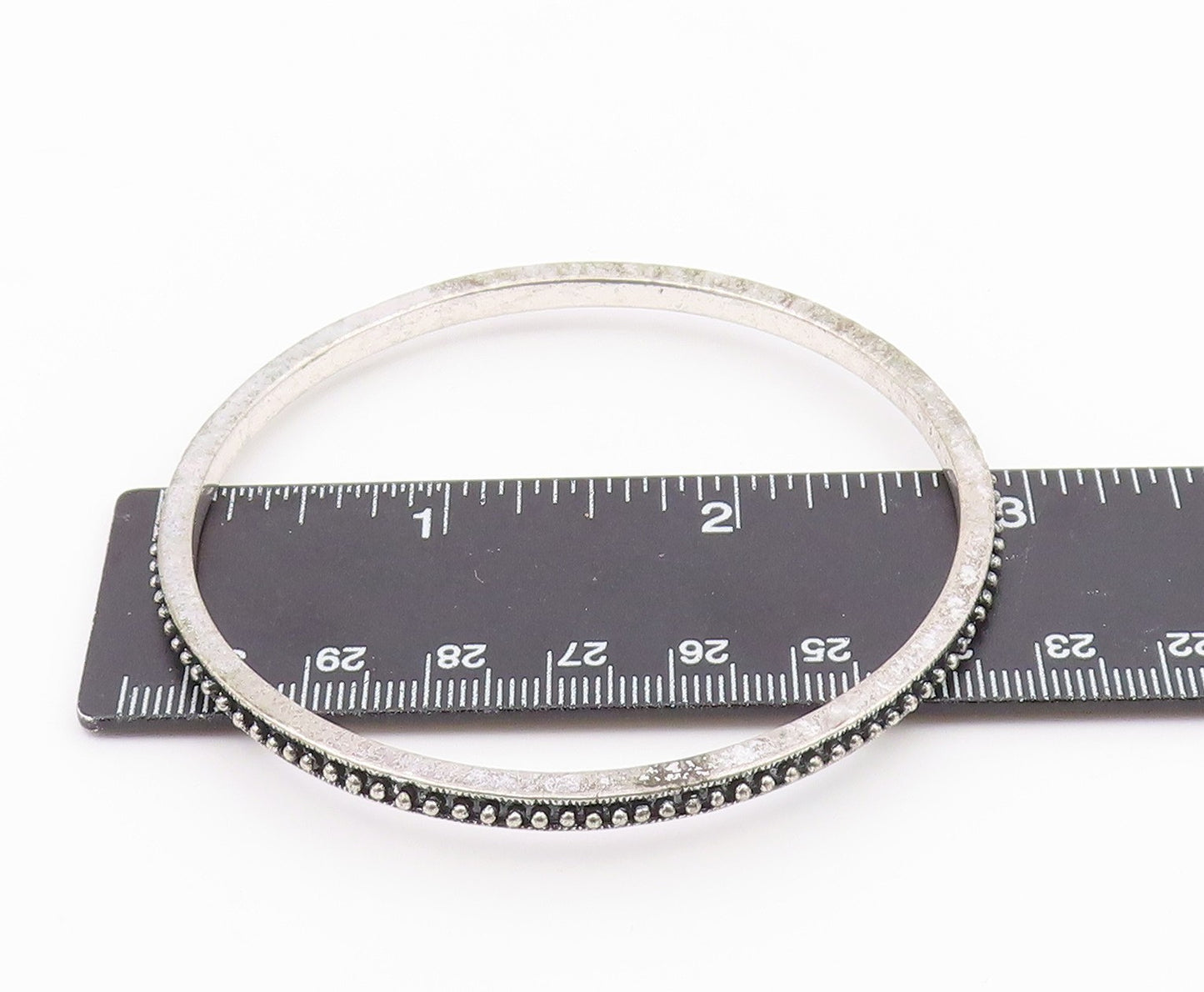 925 Sterling Silver  Vintage Dark Tone Spiked Detail Bangle Bracelet  BT6891