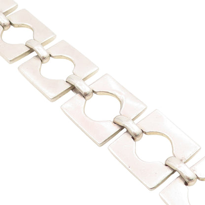 925 Sterling Silver Vintage Bracelet MEXICO Interlocking Open Squares BT11521