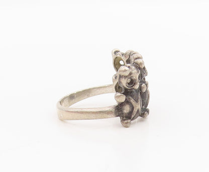925 Sterling Silver Vintage Ring Teddy Bear Group Cutout Band  Sz 5  RG34200