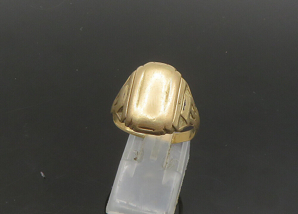 10K GOLD  Vintage Antique Shiny Square Dome Band Ring Sz 10  GR136