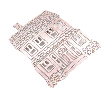 925 Sterling Silver Vintage Brooch Pin Solid Carved Family House  BP11192