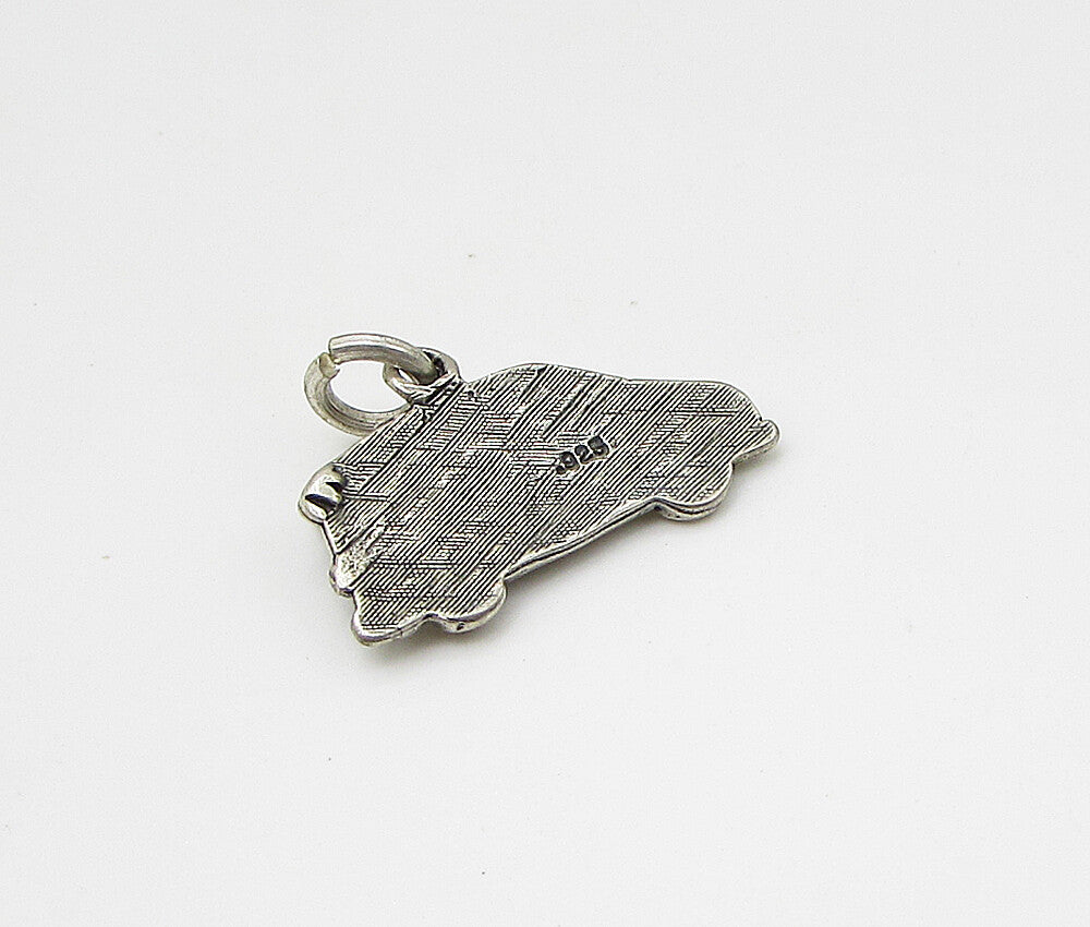 925 Sterling Silver  Vintage Carved Mom's Taxi Charm Pendant  PT1790