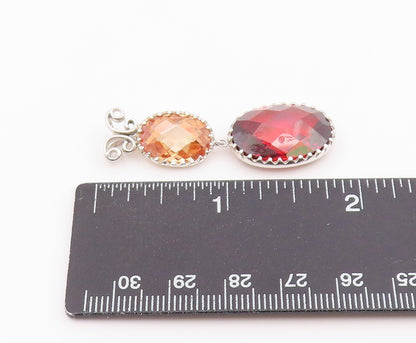 925 Sterling Silver Vintage Pendant Faceted Citrine & Garnet Butterfly  PT26368