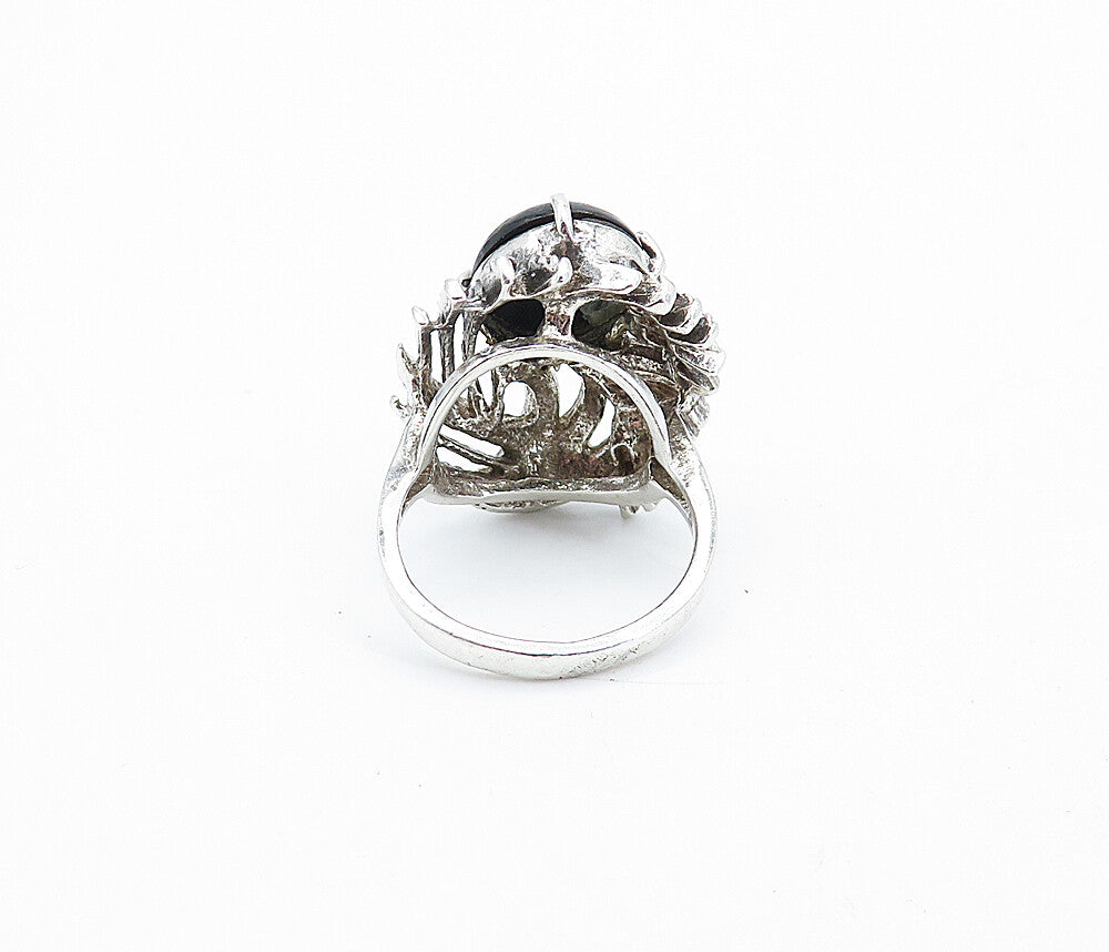 925 Sterling Silver  Vintage Black Onyx Twist Cocktail Ring Sz 6.5  RG4275
