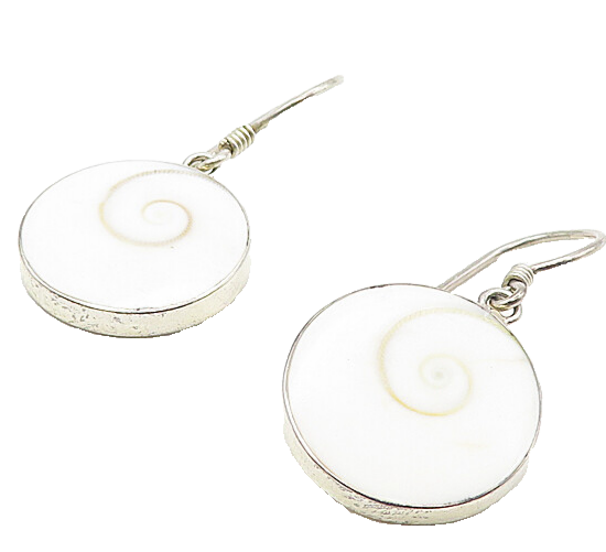 925 Sterling Silver  Vintage Shiva Eye Swirl Round Dangle Earrings  EG3916