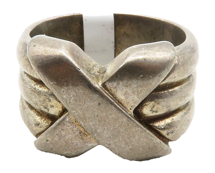 DAVID SIGAL 925 Sterling Silver Vintage Crossover Band Ring Sz 8  RG13852