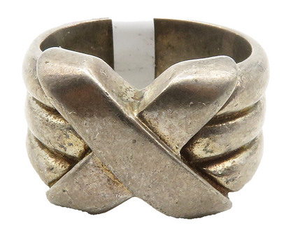 DAVID SIGAL 925 Sterling Silver Vintage Crossover Band Ring Sz 8  RG13852