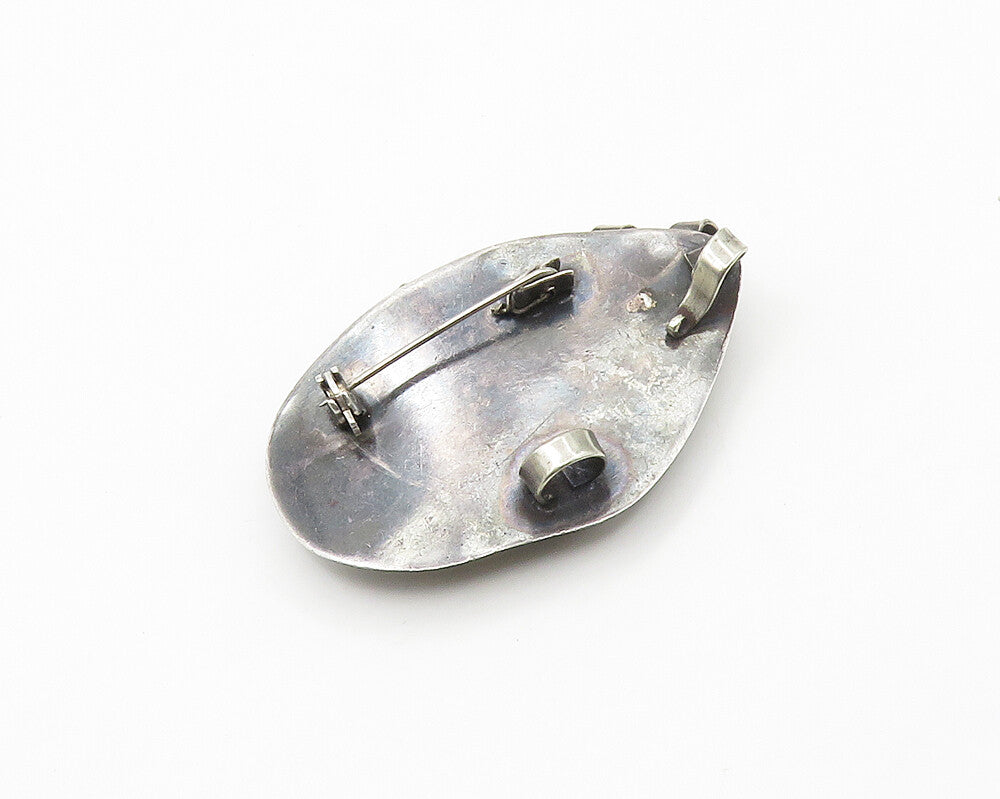 925 Sterling Silver  Vintage Modernist Design Oxidized Brooch Pin  BP6803