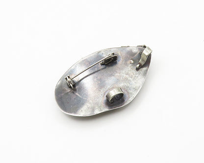 925 Sterling Silver  Vintage Modernist Design Oxidized Brooch Pin  BP6803