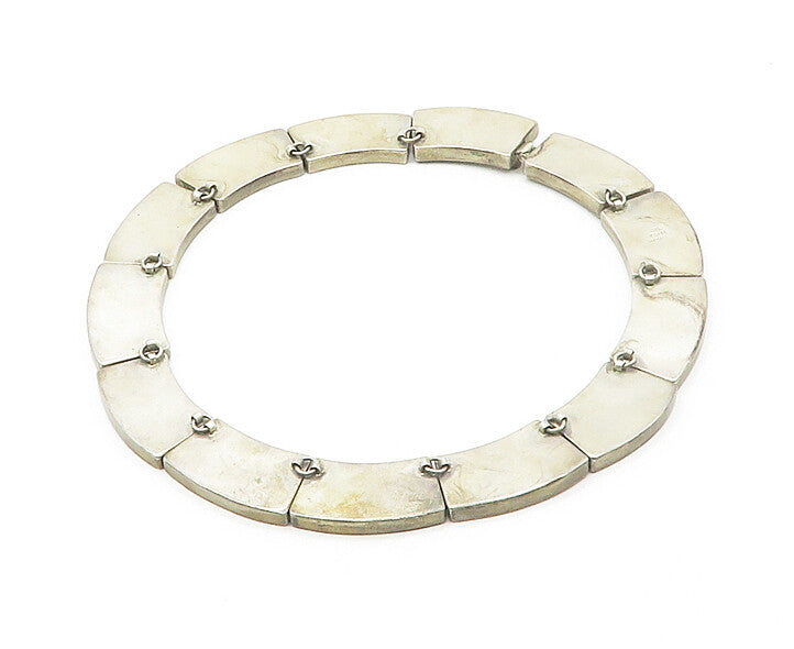 MEXICO 925 Sterling Silver Vintage Inlaid Gemstone Chain Necklace  NE2756