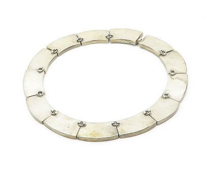 MEXICO 925 Sterling Silver Vintage Inlaid Gemstone Chain Necklace  NE2756