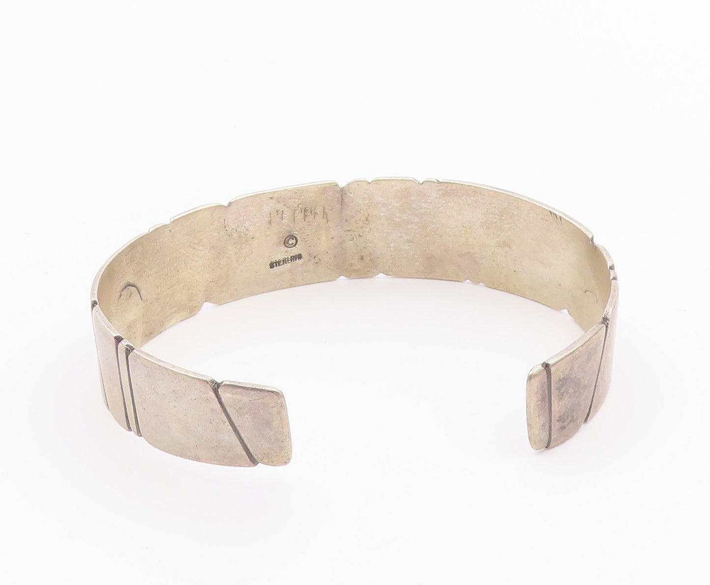 DESIGNER 925 Silver  Vintage Shiny Pattern Tapered Cuff Bracelet  BT9231