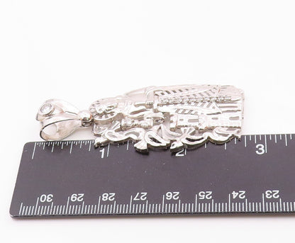 925 Sterling Silver  Vintage Royal King With Topaz Sword Pendant  PT21714
