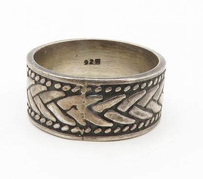925 Sterling Silver  Vintage Dark Tone Braided Pattern Band Ring Sz 10 RG15082