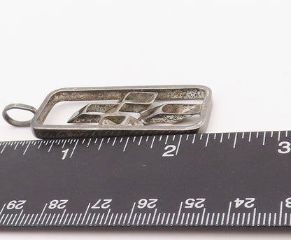 925 Sterling Silver Vintage Pendant Cutout Designer Cubical Cross  PT23529