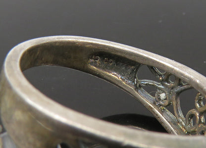 925 Sterling Silver  Vintage Cubic Zirconia Love Heart Band Ring Sz 7  RG22521
