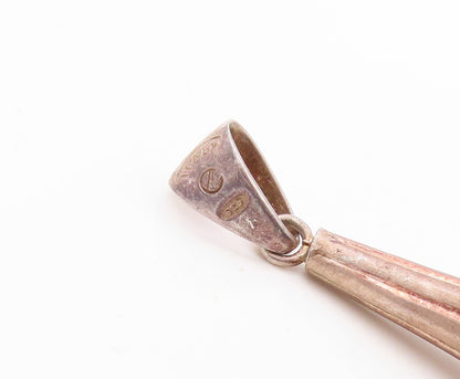 925 Sterling Silver Vintage Pendant Rose Gold Plated Puffed Carved Drop  PT23634