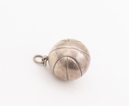 925 Sterling Silver Vintage Pendant Minimalist Puffed Etched Volley Ball PT22762