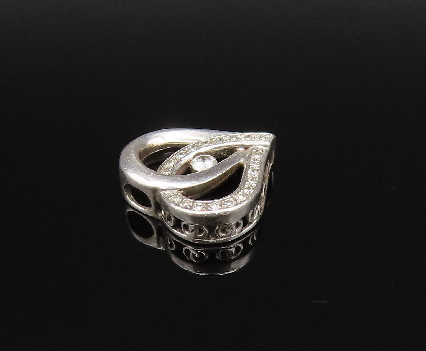 925 Silver  Vintage Dainty Genuine Diamonds Love Heart Charm Pendant  PT21378