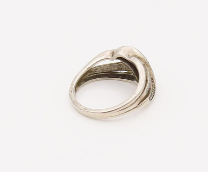 925 Sterling Silver  Vintage Swirly Highway Inlay Diamond Ring Sz 6.75 RG26669