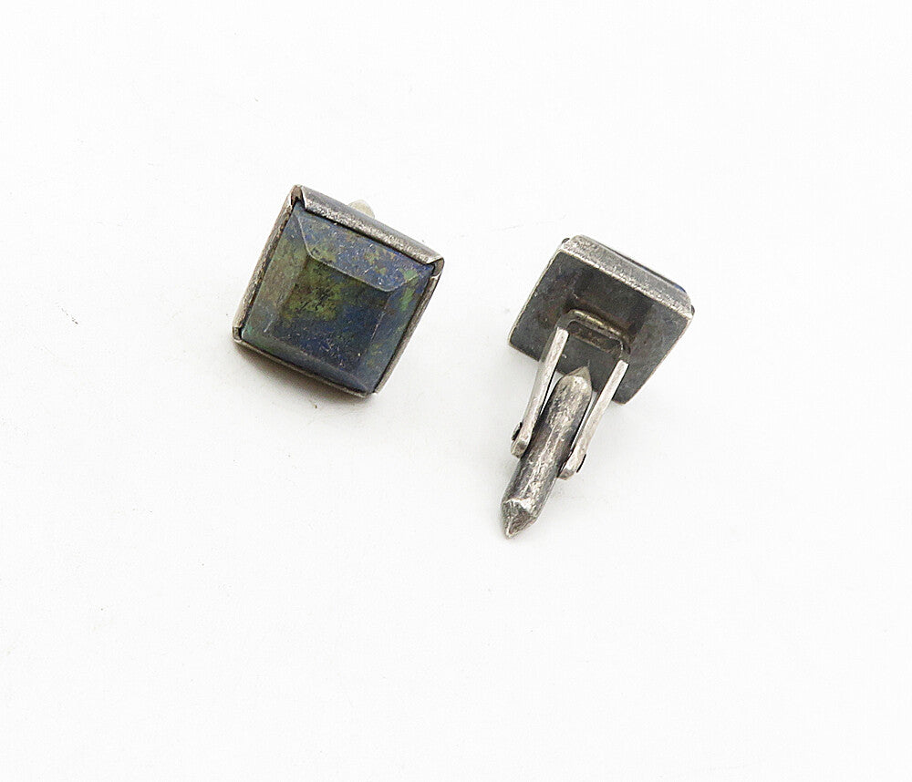 925 Sterling Silver  Vintage Sodalite Oxidized Square Cuff Links  TR1552