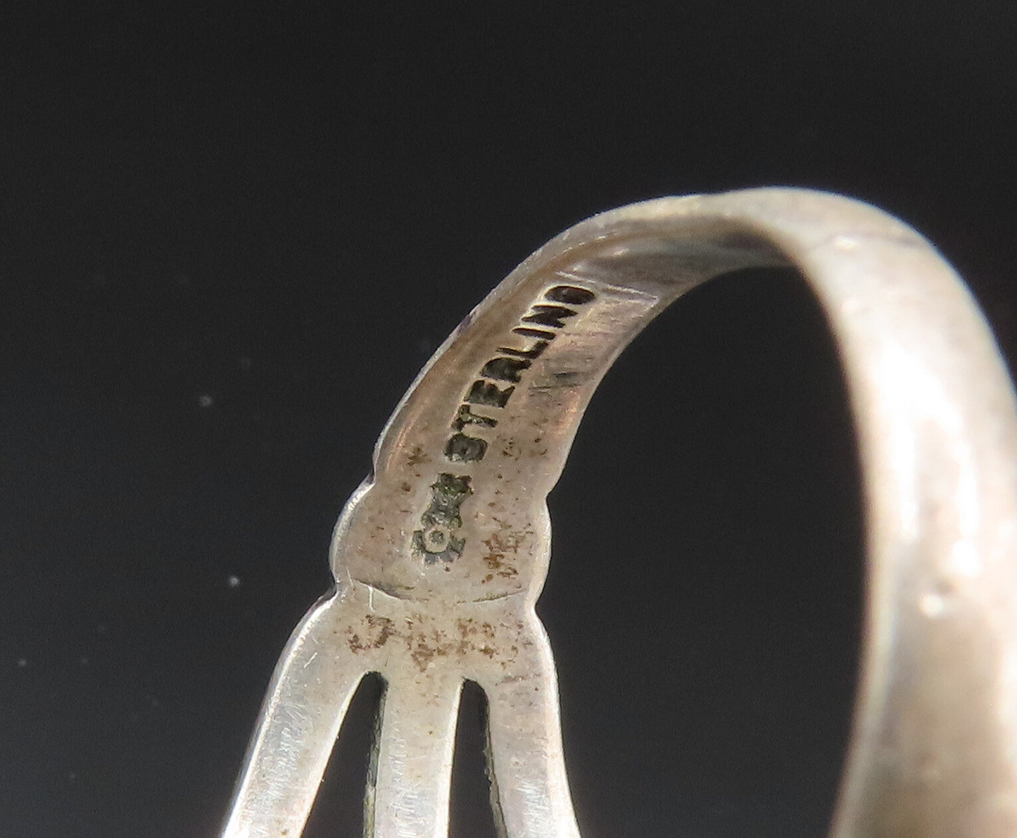 NAVAJO 925 Silver  Vintage Beaded Inlaid Green Turquoise Ring Sz 8  RG24893