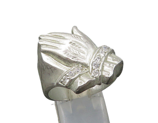 925 Sterling Silver  Vintage Topaz Prayer Hands Large Band Ring Sz 12  RG22431