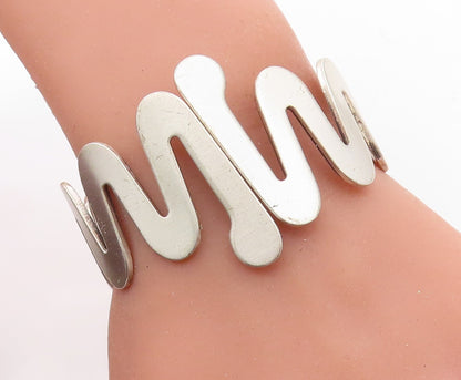 SAUTER RENOIR 925 Sterling Silver  Vintage Wavy Matte Bangle Bracelet  BT2785
