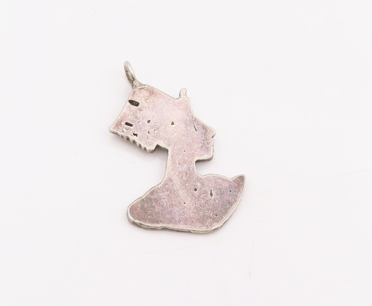 925 Sterling Silver Vintage Pendant Etched Egyptian Queen Nefertiti  PT25399